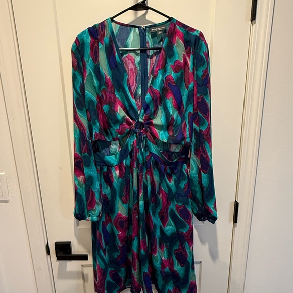 BOLD elements Dresses & Skirts - BOLD elements Vibrant Teal and Magenta Long Sleeve Dress
